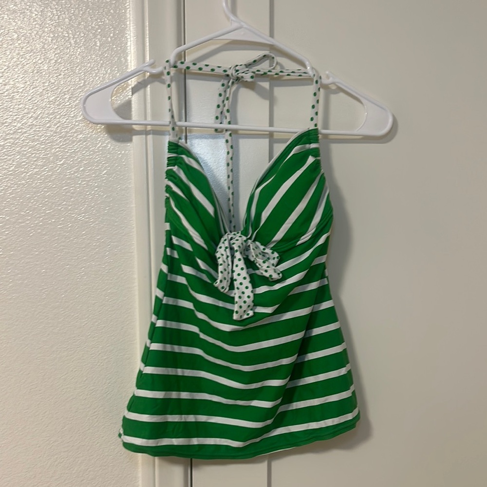 Hula Honey Striped Green and White Swim Tank Top